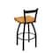 Holland Bar Stool Co 30" Low Back Swivel Bar Stool, Black Wrinkle, Med Oak Seat 82130BWMedOak - alternate 3